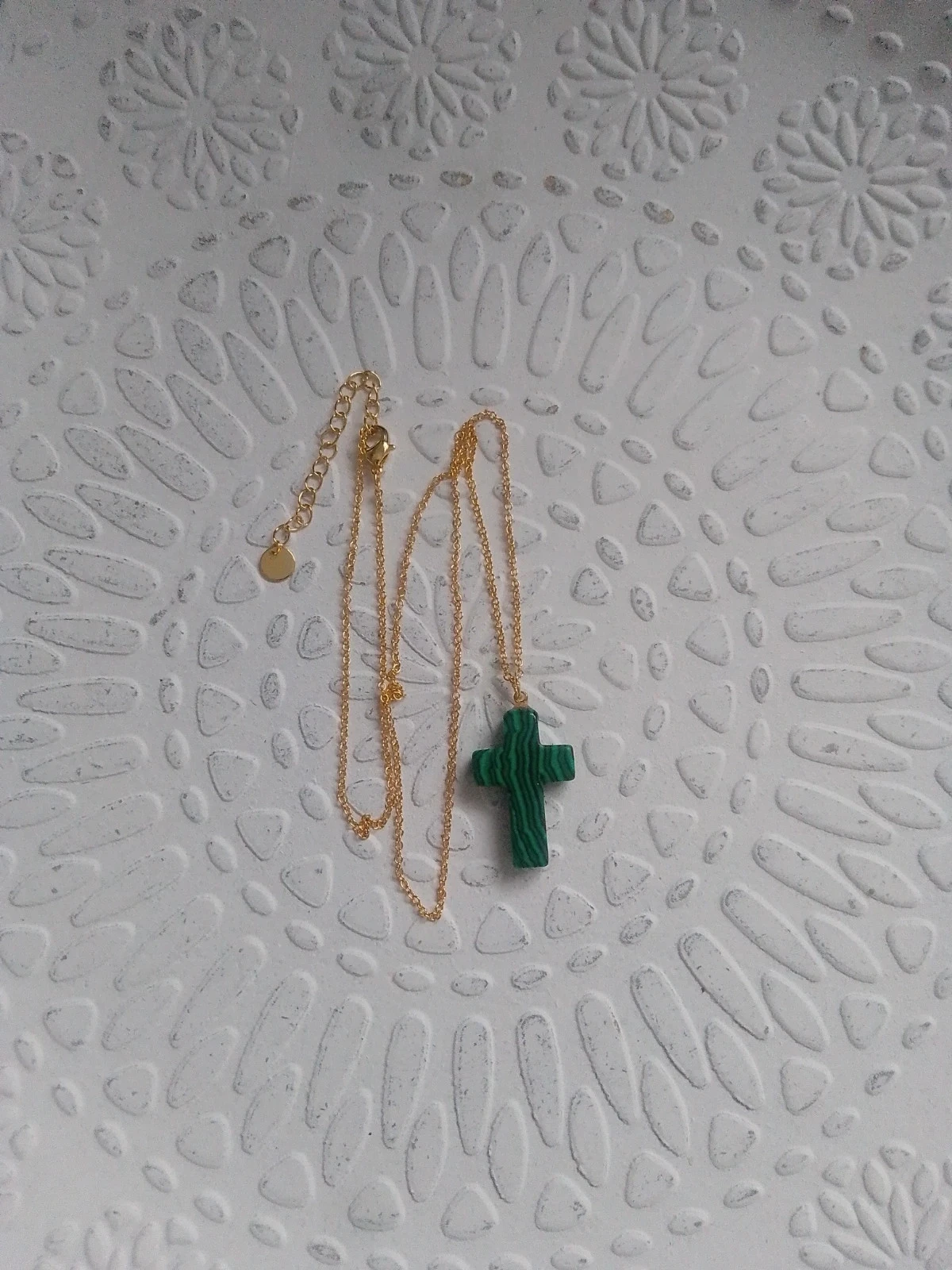 Malachite green cross necklace – photo 3